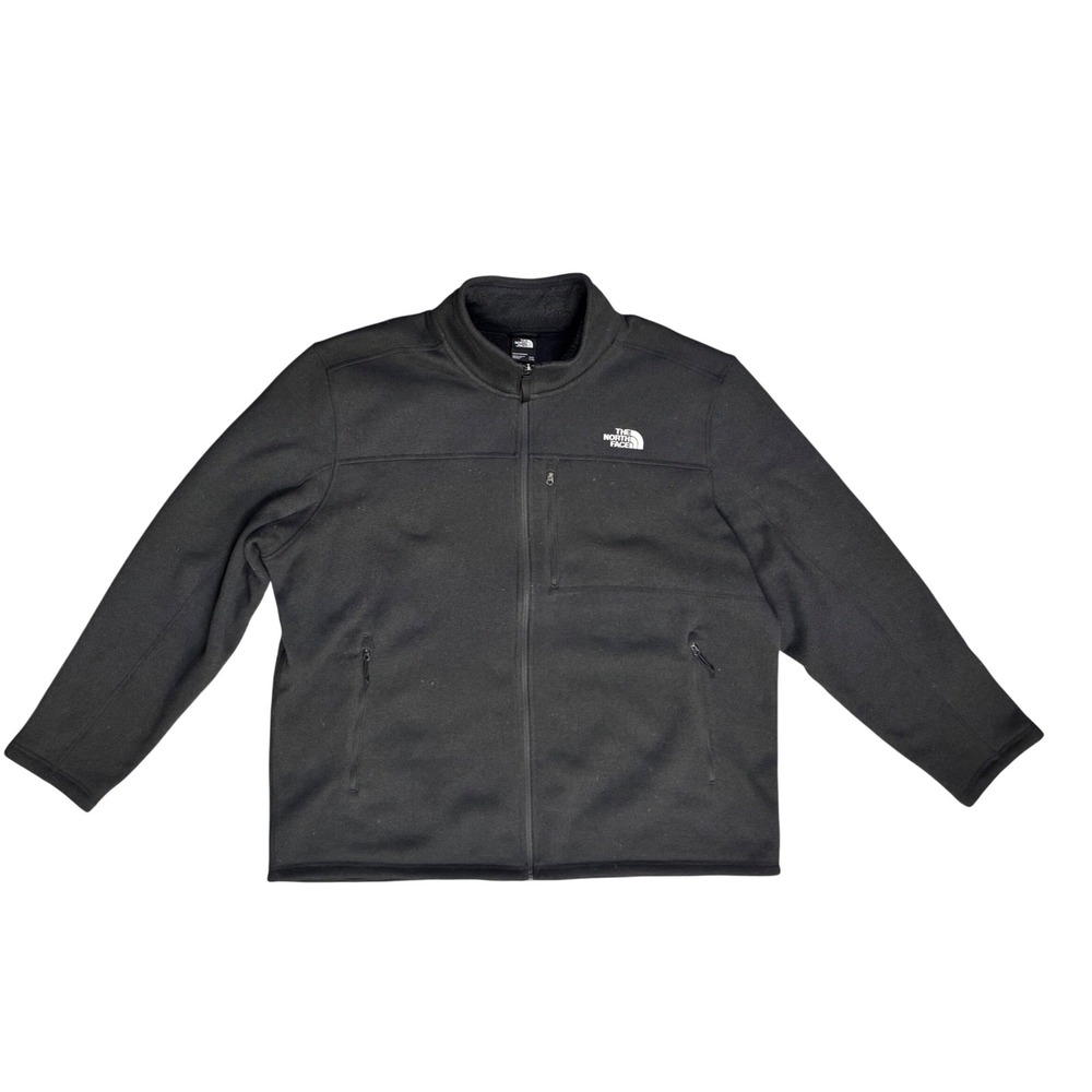 The North Face Mens XXXL Black Full Zip Fleece Jacket High Neck Chest Pocket